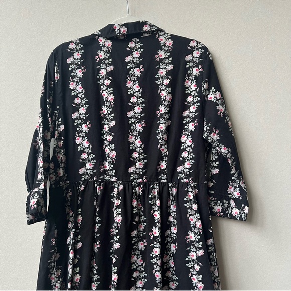 Vintage Black & White Floral Dress + Pink/Yellow - Picture 6 of 9